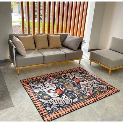 Double tiger bohemian moroccan rug living room decor
