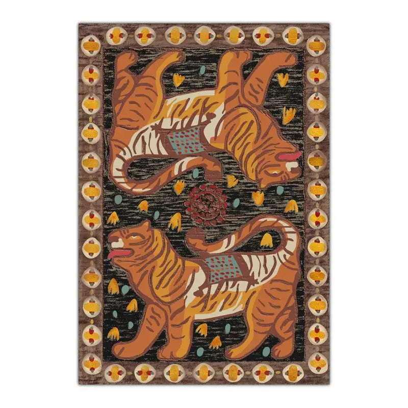 Double tiger bohemian moroccan rug living room decor