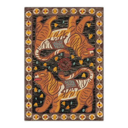 Double tiger bohemian moroccan rug living room decor