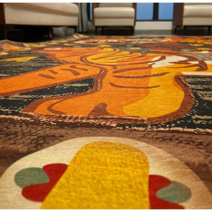 Double tiger bohemian moroccan rug living room decor