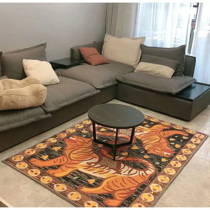 Double tiger bohemian moroccan rug living room decor