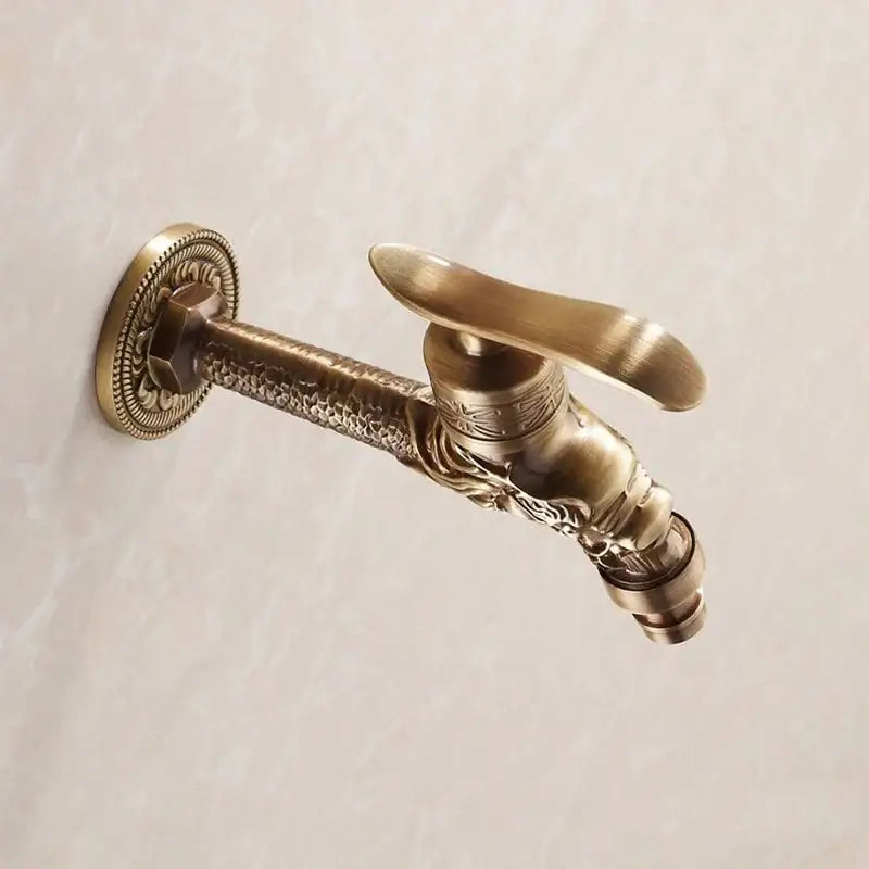 Dragon carved antique bronze faucet bathroom outdoor tap