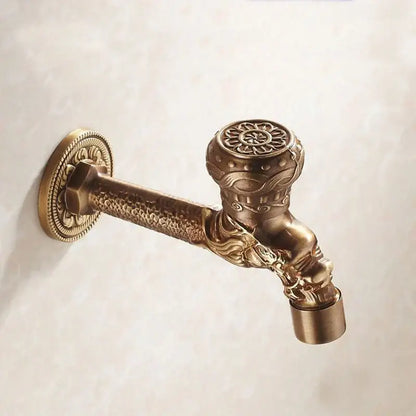 Dragon carved antique bronze faucet bathroom outdoor tap