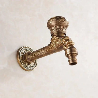 Dragon carved antique bronze faucet bathroom outdoor tap