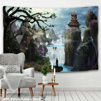 Dreamy castle mushroom tapestry bedroom hippie wall hanging decor