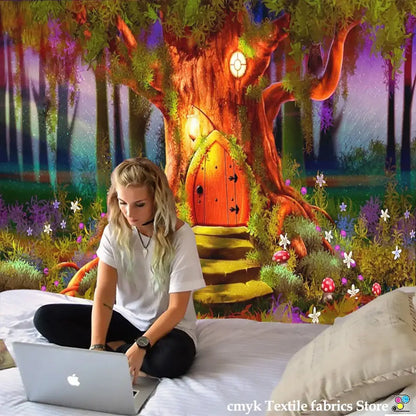 Dreamy castle mushroom tapestry bedroom hippie wall hanging decor