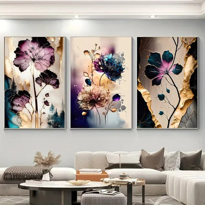 DecorBites™ Dreamy Flowers Canvas Posters Set