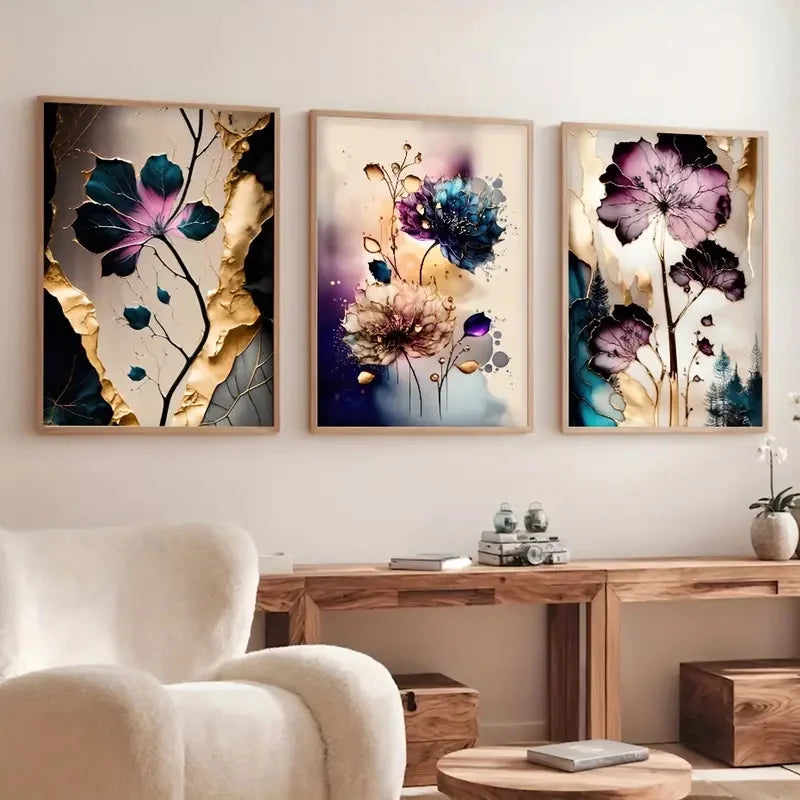 DecorBites™ Dreamy Flowers Canvas Posters Set