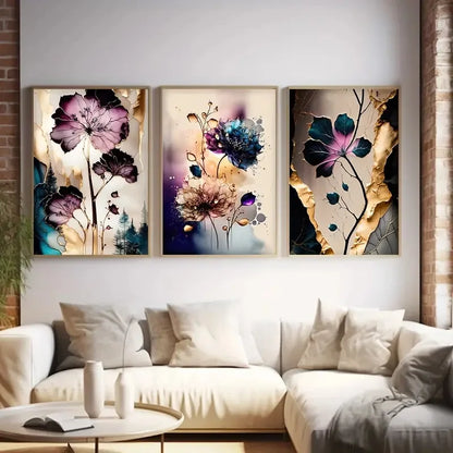 DecorBites™ Dreamy Flowers Canvas Posters Set