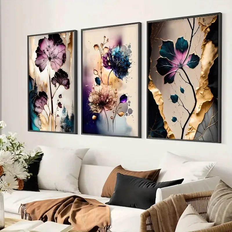 DecorBites™ Dreamy Flowers Canvas Posters Set