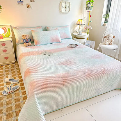 Dreamy gradient single bedspread pink & mint green bedroom quilt