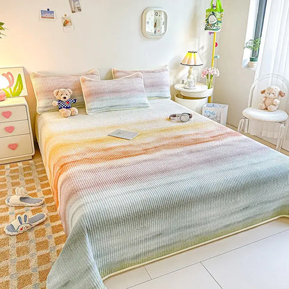 Dreamy gradient single bedspread pink & mint green bedroom quilt