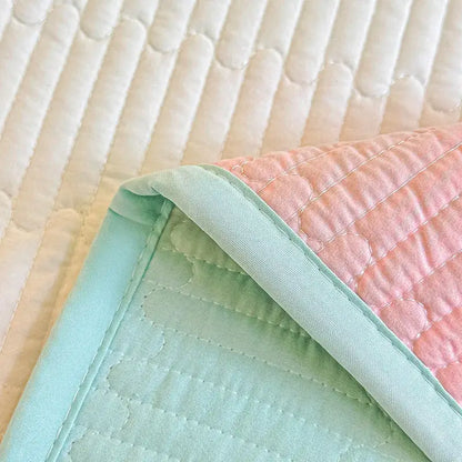 Dreamy gradient single bedspread pink & mint green bedroom quilt