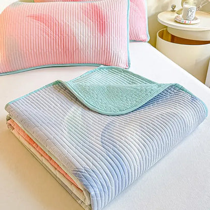 Dreamy gradient single bedspread pink & mint green bedroom quilt