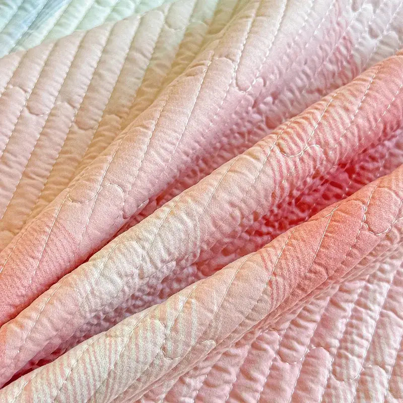 Dreamy gradient single bedspread pink & mint green bedroom quilt