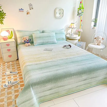 Dreamy gradient single bedspread pink & mint green bedroom quilt