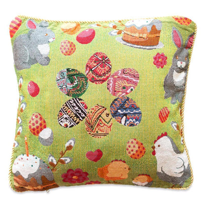 Set of 2 Easter Eggs with Bunny, Chicks and Willow Tree Throw Pillow Covers