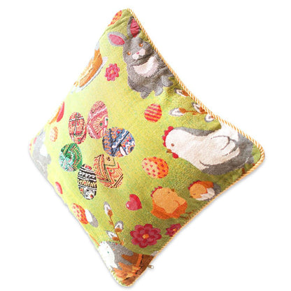 Set of 2 Easter Eggs with Bunny, Chicks and Willow Tree Throw Pillow Covers