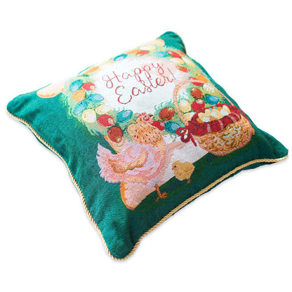 Set of 2 Happy Easter & Easter Eggs Throw Pillow Covers