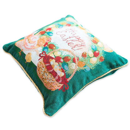 Set of 2 Happy Easter & Easter Eggs Throw Pillow Covers