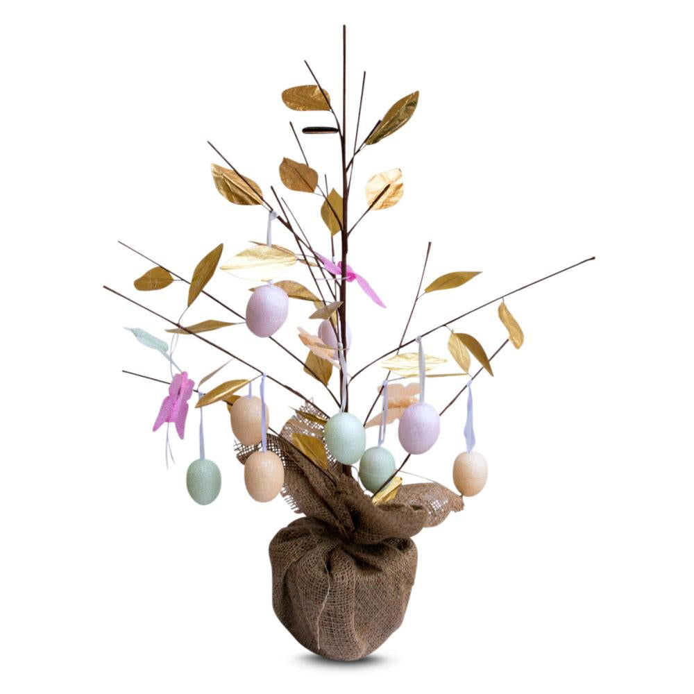 Easter Egg Branch Tree Centerpiece Tabletop Decoration with Butterflies 24 Inches Tall