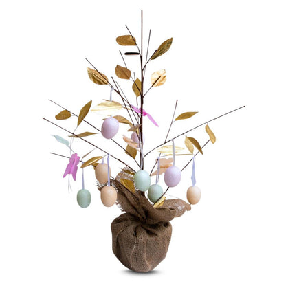Easter Egg Branch Tree Centerpiece Tabletop Decoration with Butterflies 24 Inches Tall