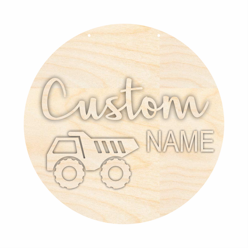 Unfinished Wood Custom Name Dump Truck Door Sign Kit | Wood Craft Cutouts | 1/4" Thick |