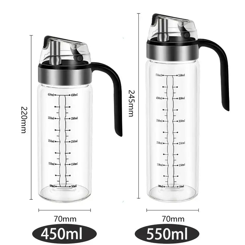 Durable automatic oil bottle set in red & gold for kitchen storage