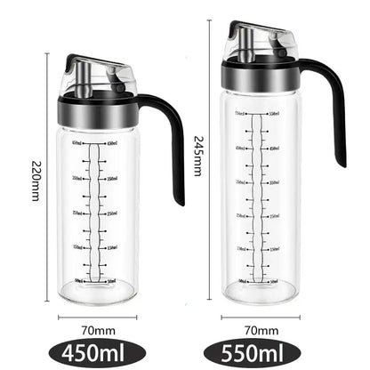Durable automatic oil bottle set in red & gold for kitchen storage