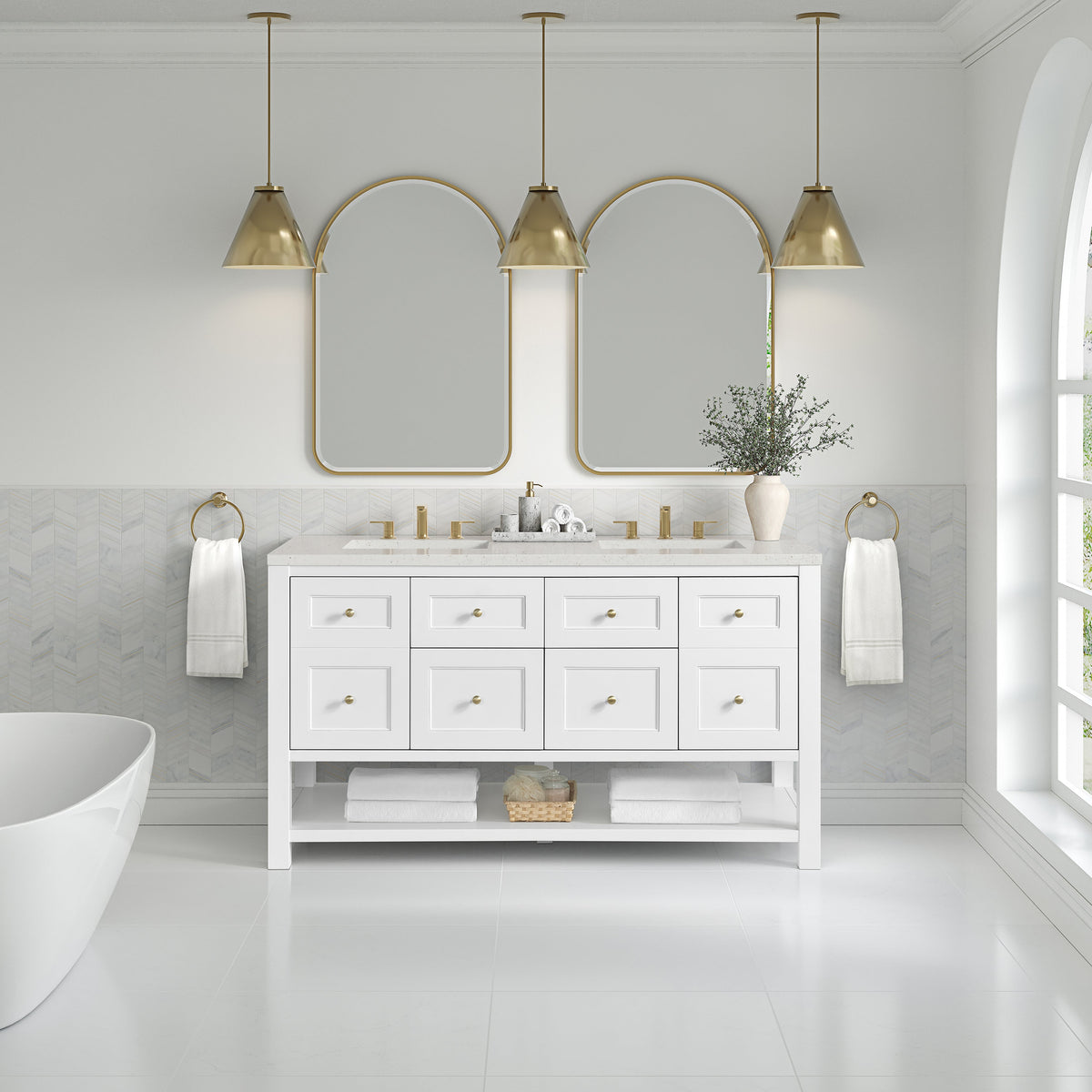 James Martin Breckenridge 60" Double Bathroom Vanity, Bright White