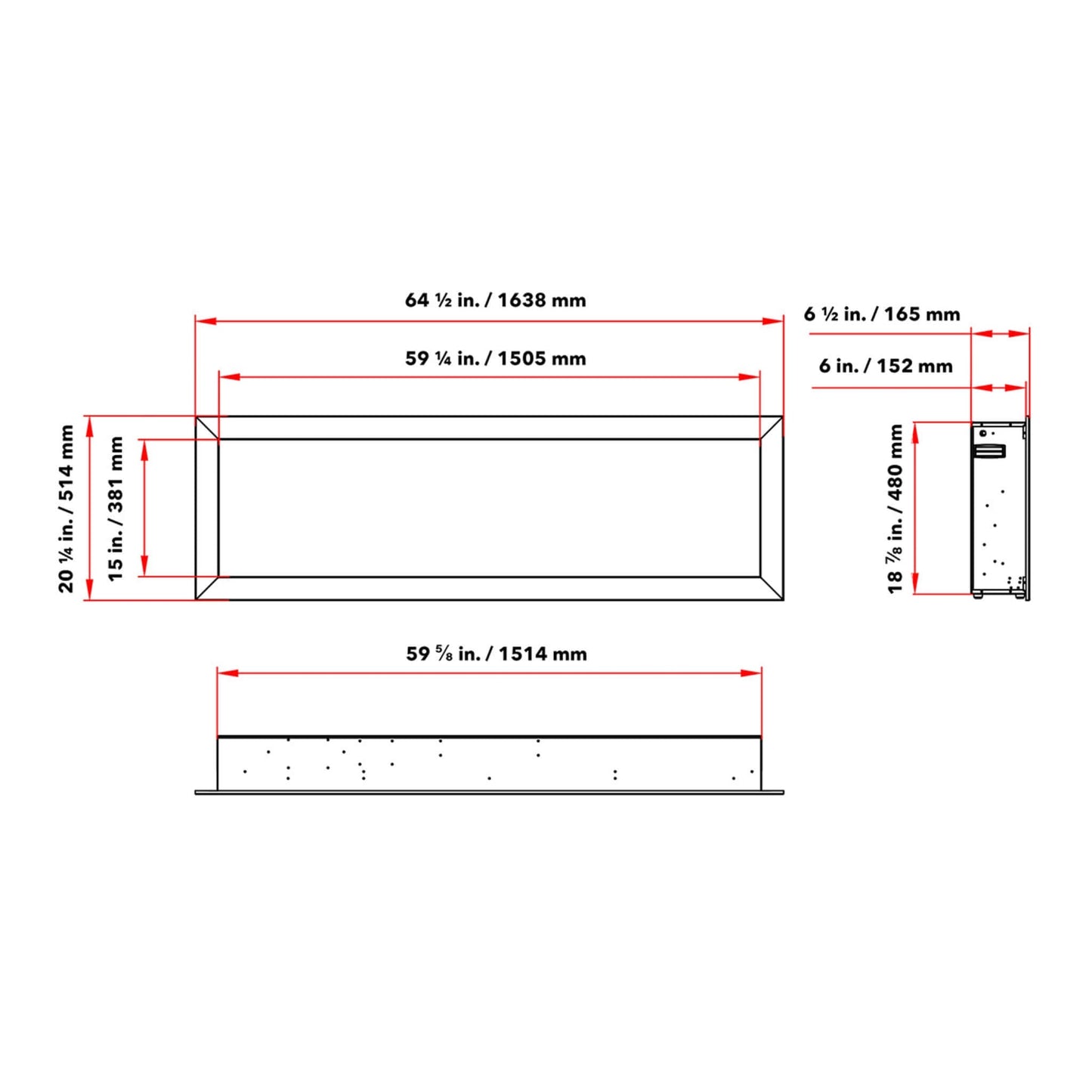 Dynasty Cascade 64" Smart Linear Electric Fireplace With Front Facing Heater [DY-BTX64] (SAK15932)
