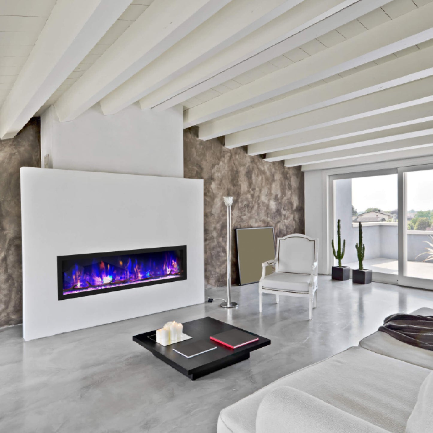 Dynasty Cascade 64" Smart Linear Electric Fireplace With Front Facing Heater [DY-BTX64] (SAK15932)