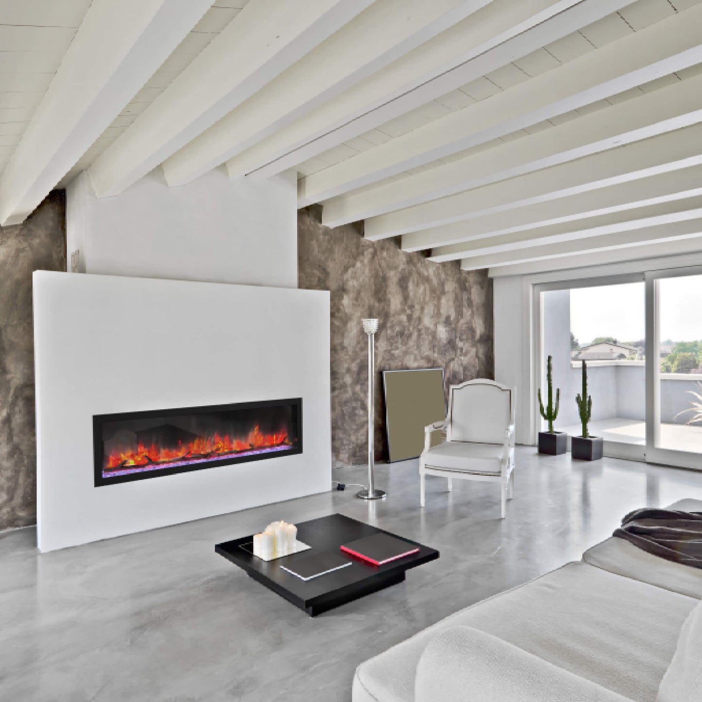 Dynasty Cascade 64" Smart Linear Electric Fireplace With Front Facing Heater [DY-BTX64] (SAK15932)