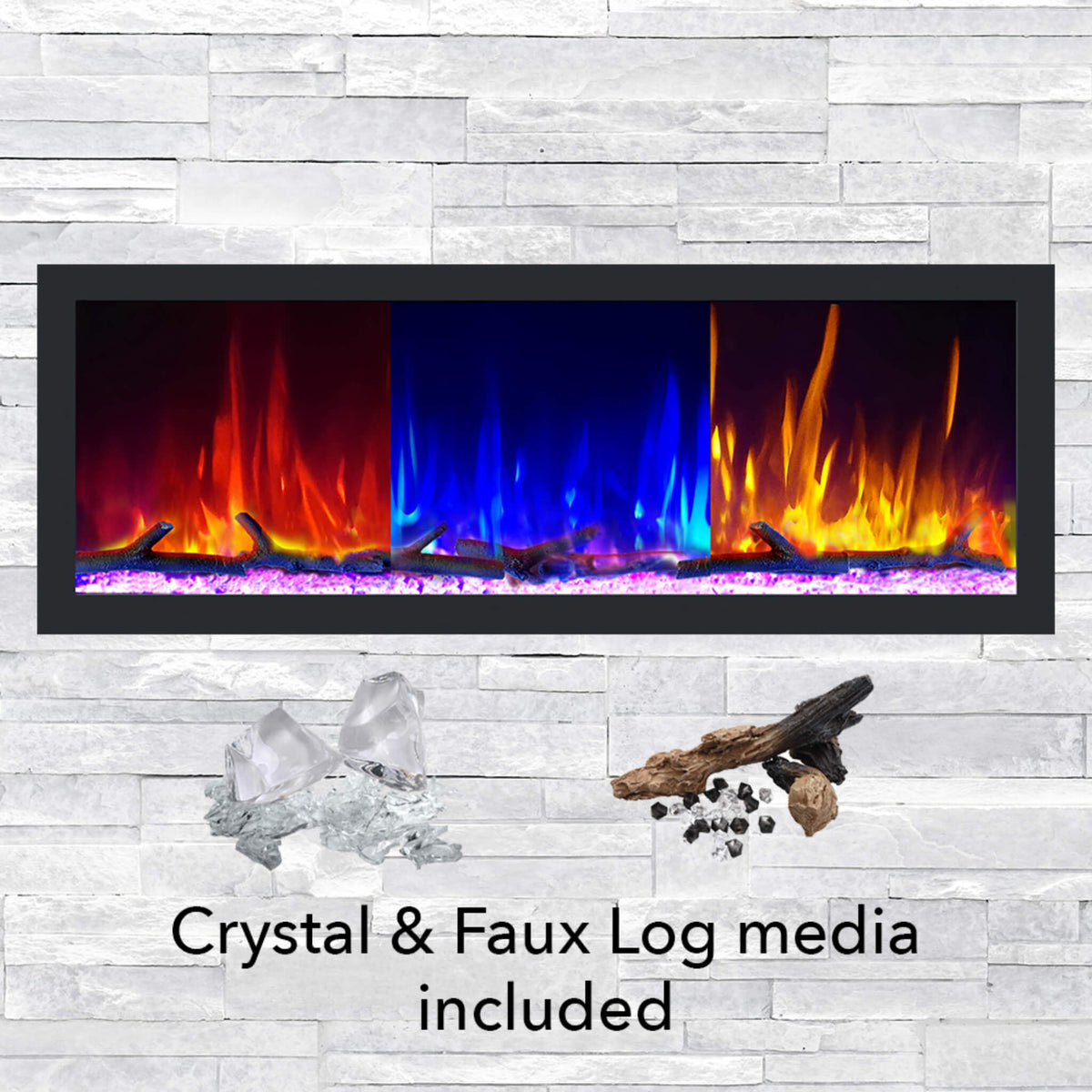 Dynasty Cascade 52-Inch Recessed Smart Linear Electric Fireplace With Dynasty App [DY-BTX52] (SAK73485)