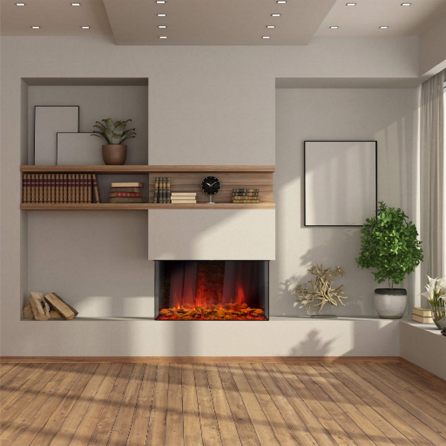Dynasty Melody 35" Multi-Sided Smart Electric Fireplace With Auto Shut Off [DY-BTS35] (SAK87490)