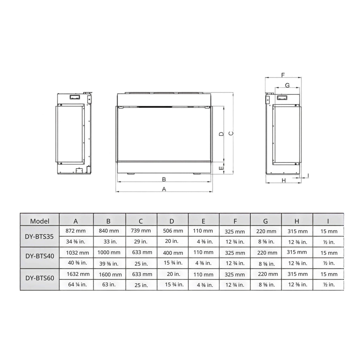 Dynasty Melody 64-Inch Built-In 3 Sided Smart Electric Fireplace [DY-BTS60] (SAK79345)