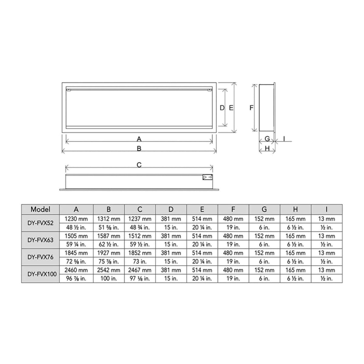 Dynasty Tempo 63-Inch Virtual Linear Electric Fireplace With Multifunction Remote Control [DY-FVX63] (SAK20385)