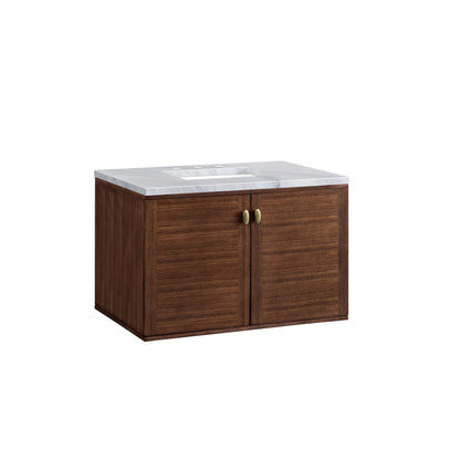 James Martin Amberly 36" Dual Mount Single Bathroom Vanity, Mid-Century Walnut