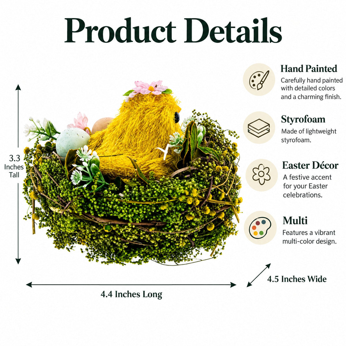 Nestled Chick Amidst Colorful Treasures Tabletop Figurine 3.3 Inches Tall