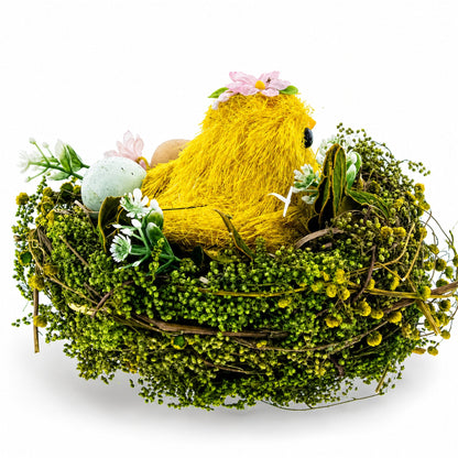 Nestled Chick Amidst Colorful Treasures Tabletop Figurine 3.3 Inches Tall