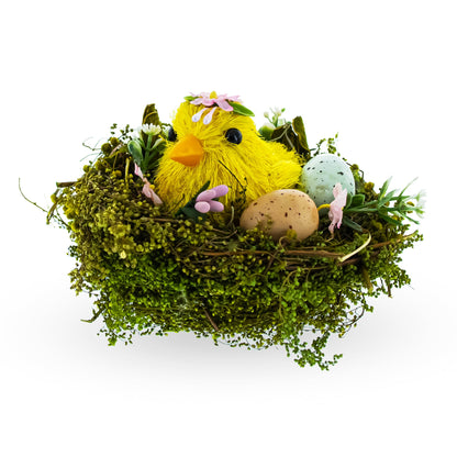 Nestled Chick Amidst Colorful Treasures Tabletop Figurine 3.3 Inches Tall