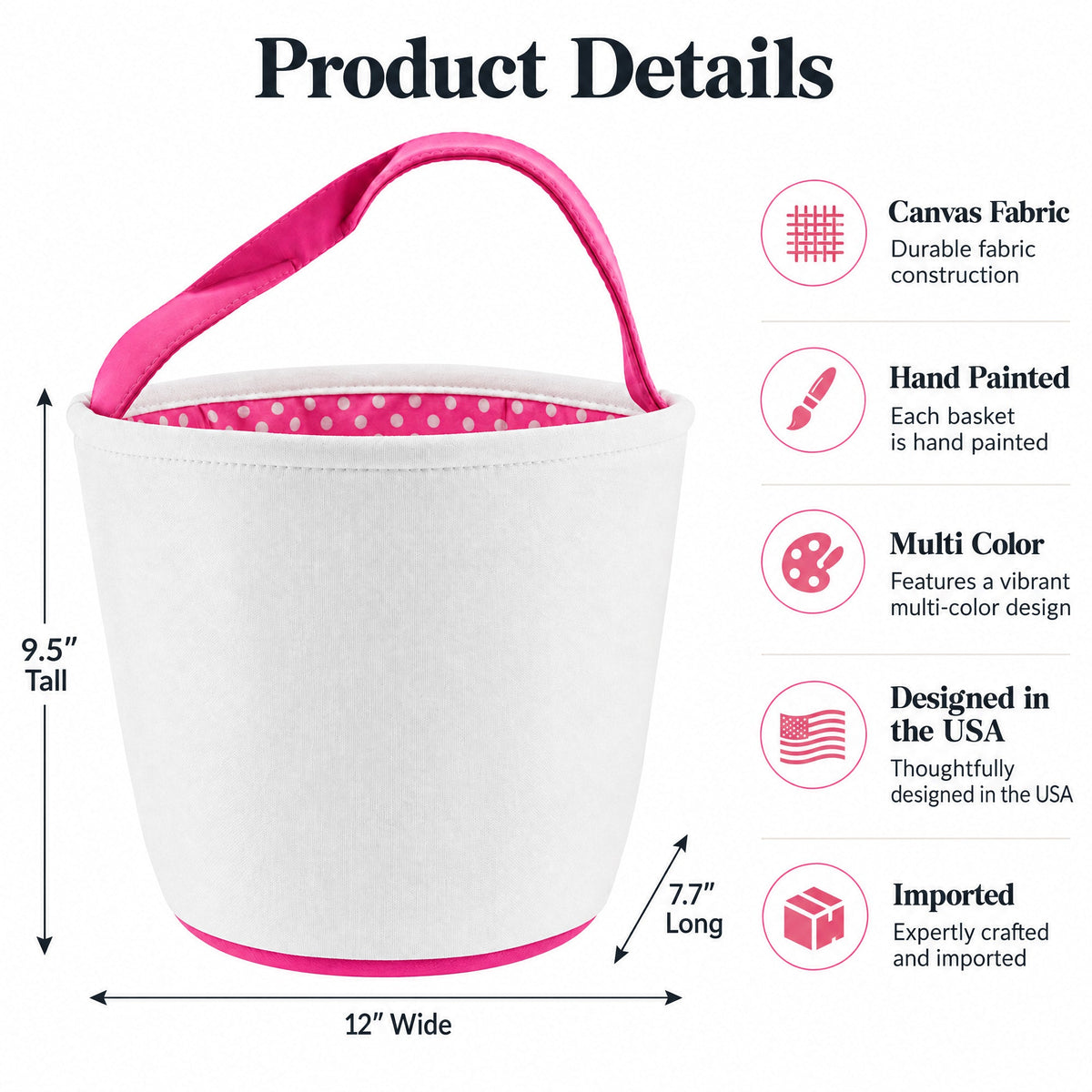 Set of 2 Easter Bunny Tote Bags – Soft Fabric Egg Hunt Baskets Carry Pouches for Kids 9.5 Inches Tall