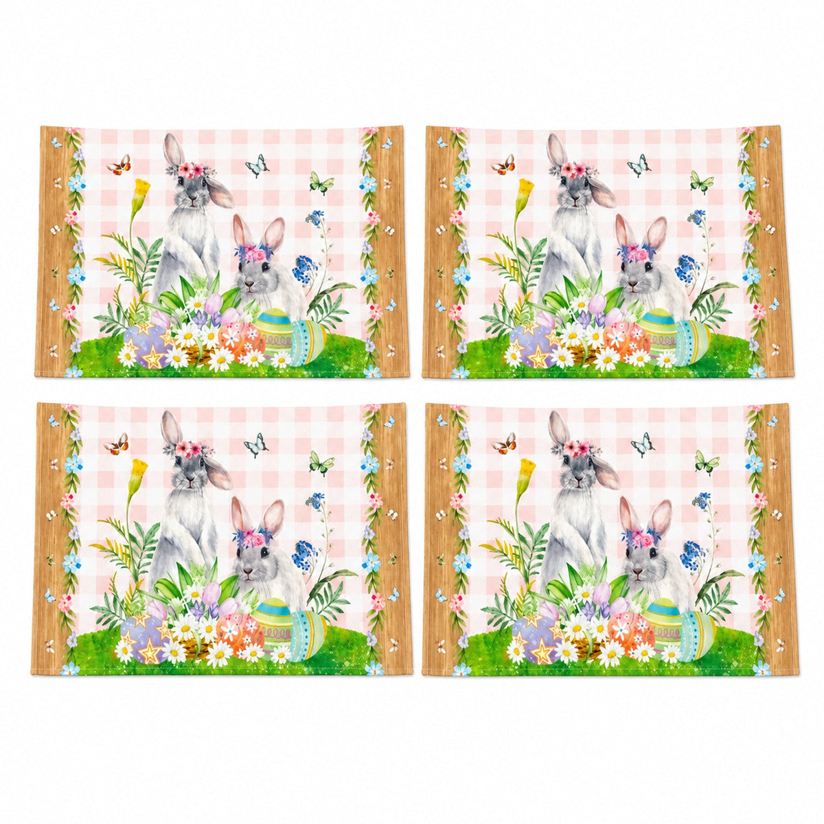 Set of 4 Bunny and Easter Eggs Fabric Placemats