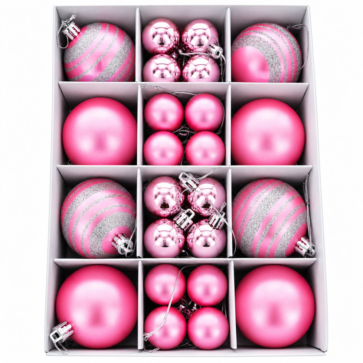 Set of 40 Pink Mini Ball Plastic Christmas Ornaments