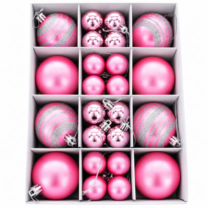 Set of 40 Pink Mini Ball Plastic Christmas Ornaments