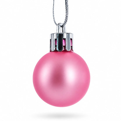 Set of 40 Pink Mini Ball Plastic Christmas Ornaments