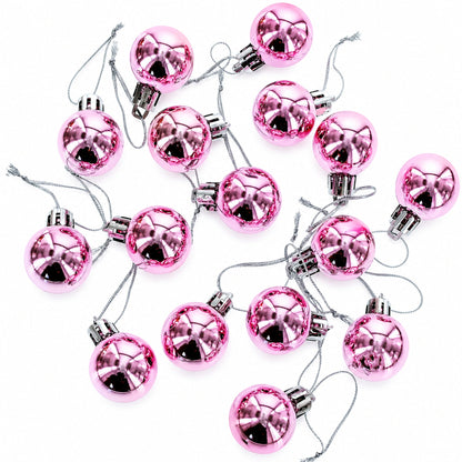 Set of 40 Pink Mini Ball Plastic Christmas Ornaments