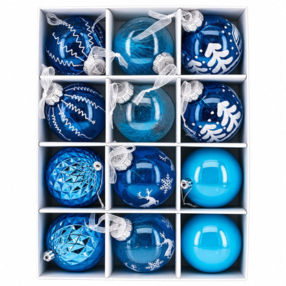 Set of 12 Plastic Ball Christmas Ornaments