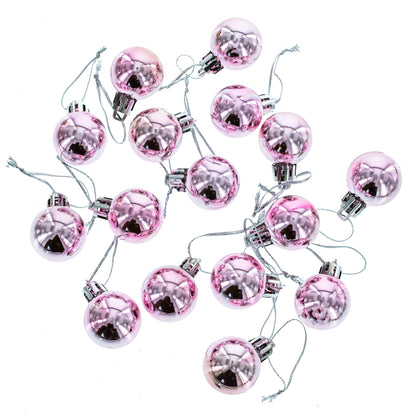 Set of 40 Pink Mini Ball Plastic Christmas Ornaments