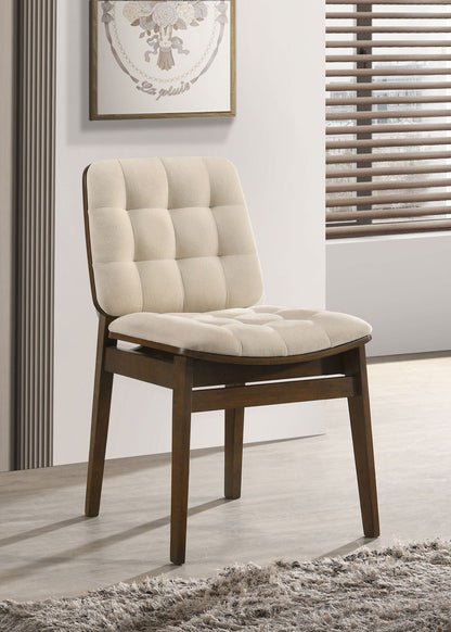 Redbridge Velvet Upholstered Side Chair Cream and Walnut (Set of 2)